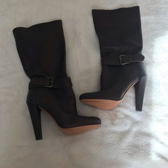 Joan and David mid calf high heel leather boots - Picture 2 of 8